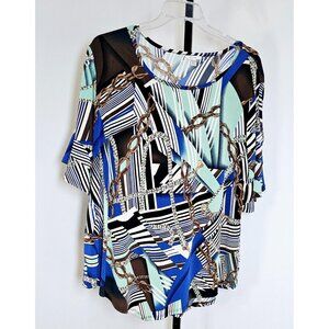 Established 1946 Women's Cold Shoulder  - Brown Blue Green Mutil - SZ 18/20W
